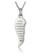 Women's Stainless Steel Mini Angel Wing Necklace accented with Swarovski Crystals-Psalm 91:11- Back View