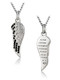 Women's Stainless Steel Mini Angel Wing Necklace accented with Swarovski Crystals-Psalm 91:11- Front- Back View