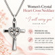 Women's Stainless Cross with Crystal Heart-Isaiah 46:4