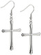 Stainless Steel Thin Cross Earrings-Front View