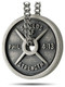 Shields of Strength Men's Stainless Steel with Antique Finish Weight Plate Necklace-Phil 4:13- Front View
