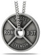 Shields Of Strength Women's Antique Finish High Relief Weight Plate Necklace-Romans 8:37-Front View