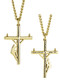 Shields of Strength Stainless Steel Gold Plated Lineman Cross Necklace-John 1:4 Front and Back View