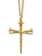 Shields of Strength Stainless Steel Gold Plated Nail Cross Necklace-John 19:30-Front View