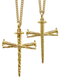 Shields of Strength Stainless Steel Gold Plated Nail Cross Necklace-John 19:30-Front and Back View