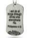 Shields Of Strength Antique Finish Dog Tag Necklace- Philippians 4:13/Hosea 12:4-Back View