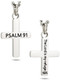 Front and Back View Men's Stainless Steel Psalm 91 Cross Necklace. Engraved Christian cross pendant, surgical steel, hypoallergenic, tarnish-free.