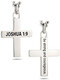 Shields Of Strength Stainless Steel Men's Joshua 1:9 Cross Necklace-Joshua 1:9-Front and Back View