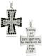 Shields Of Strength Sterling Silver 1 Peter 5:7 Cross-Front and Back View