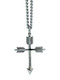 Men's stainless steel arrow cross necklace with John 14:6 inscription. Durable, hypoallergenic Christian faith pendant.-Front View