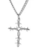 Men's Barbed Wire Cross Necklace - John 19:30 Stainless Steel Front View