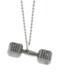 Shields Of Strength Men's Antique Finish Dumbbell Necklace-Romans 8:37-Front View