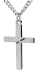 Stainless Steel Men's Thin Green Line Cross Necklace - Joshua 1:9
