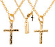 Shields of Strength Women's Gold Plated / Stainless Hammered Cross Necklace - 1 John 2:25-Front and Back View