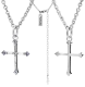 Women's Double Cross Pendant Combo Necklace - Swarovski Crystals - Isaiah 46:4 / 1 John 4:18
