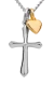 Women's Stainless Cross and Gold Plated Dainty Heart Combo Necklace- John 19:30 / John 14:6