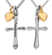 Women's Stainless Cross and Gold Plated Dainty Heart Combo Necklace- John 19:30 / John 14:6