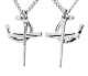 Woman's Stainless Horseshoe Nail Cross / Horseshoe Combo Necklace - John 19:30 / 1 Corinthians 16:13