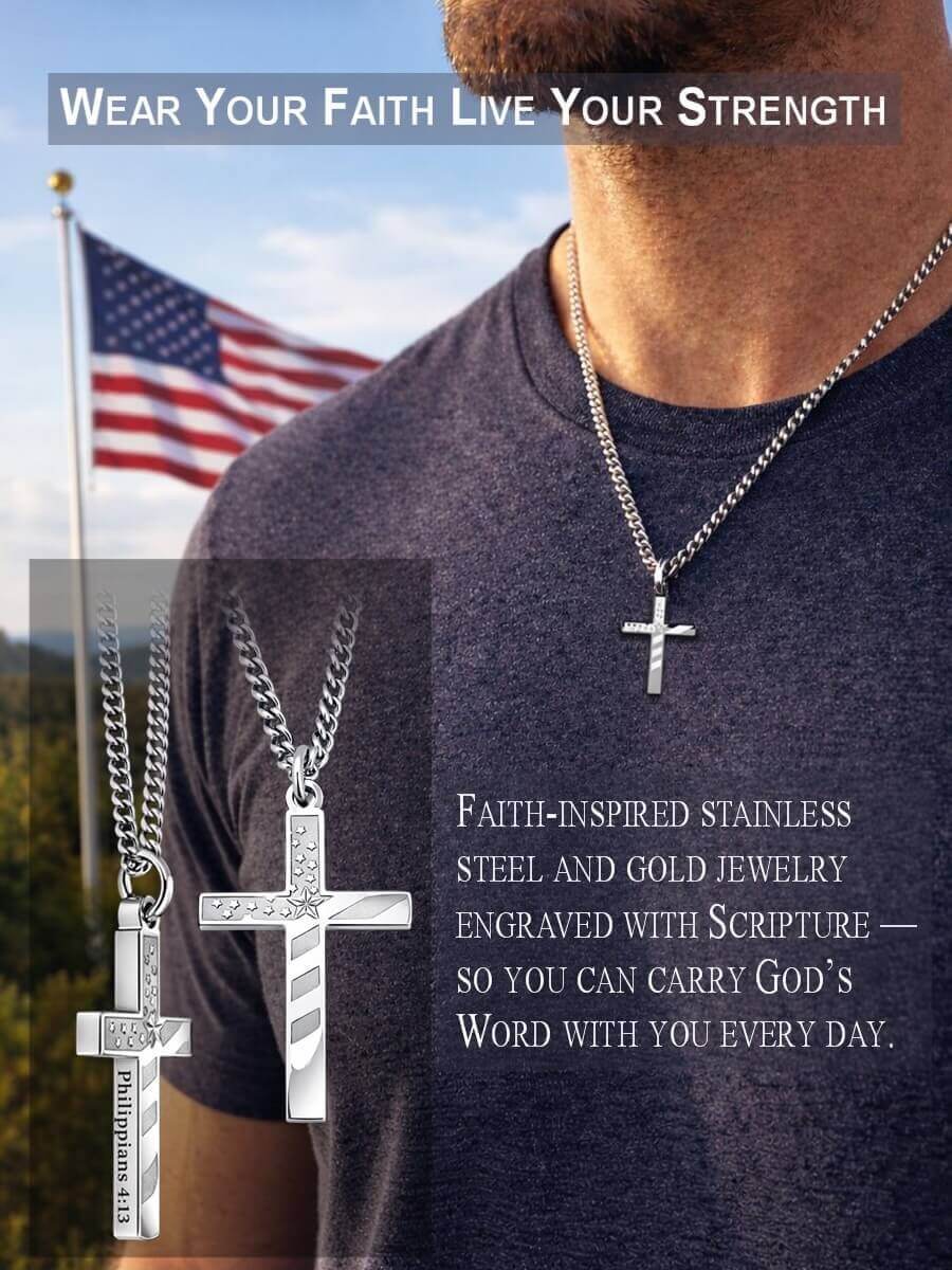 Scripture Engraved Christian Cross Jewelry
