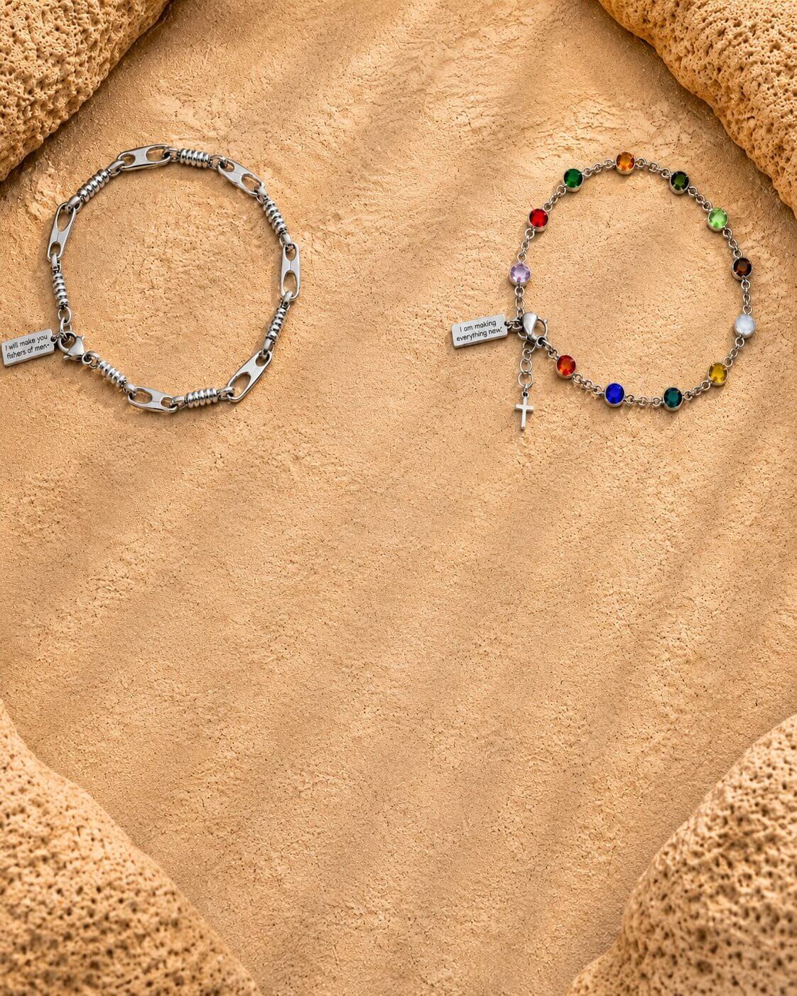 alt="Christian Bracelets with Scripture for Men & Women - Durable Stainless Steel & Silicone Designs by Shields of Strength
