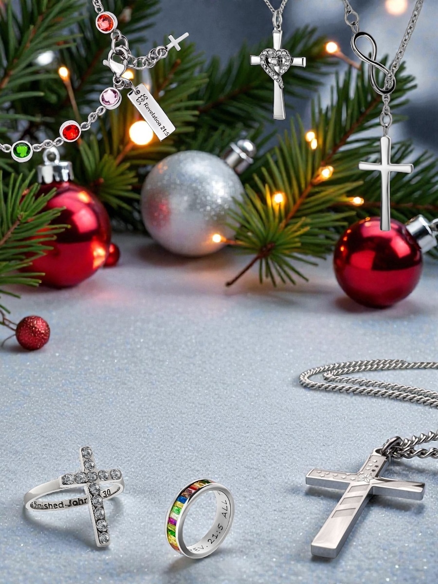 Christmas Gift Ideas Including Men's Cross Necklaces and Women's Christian Jewelry