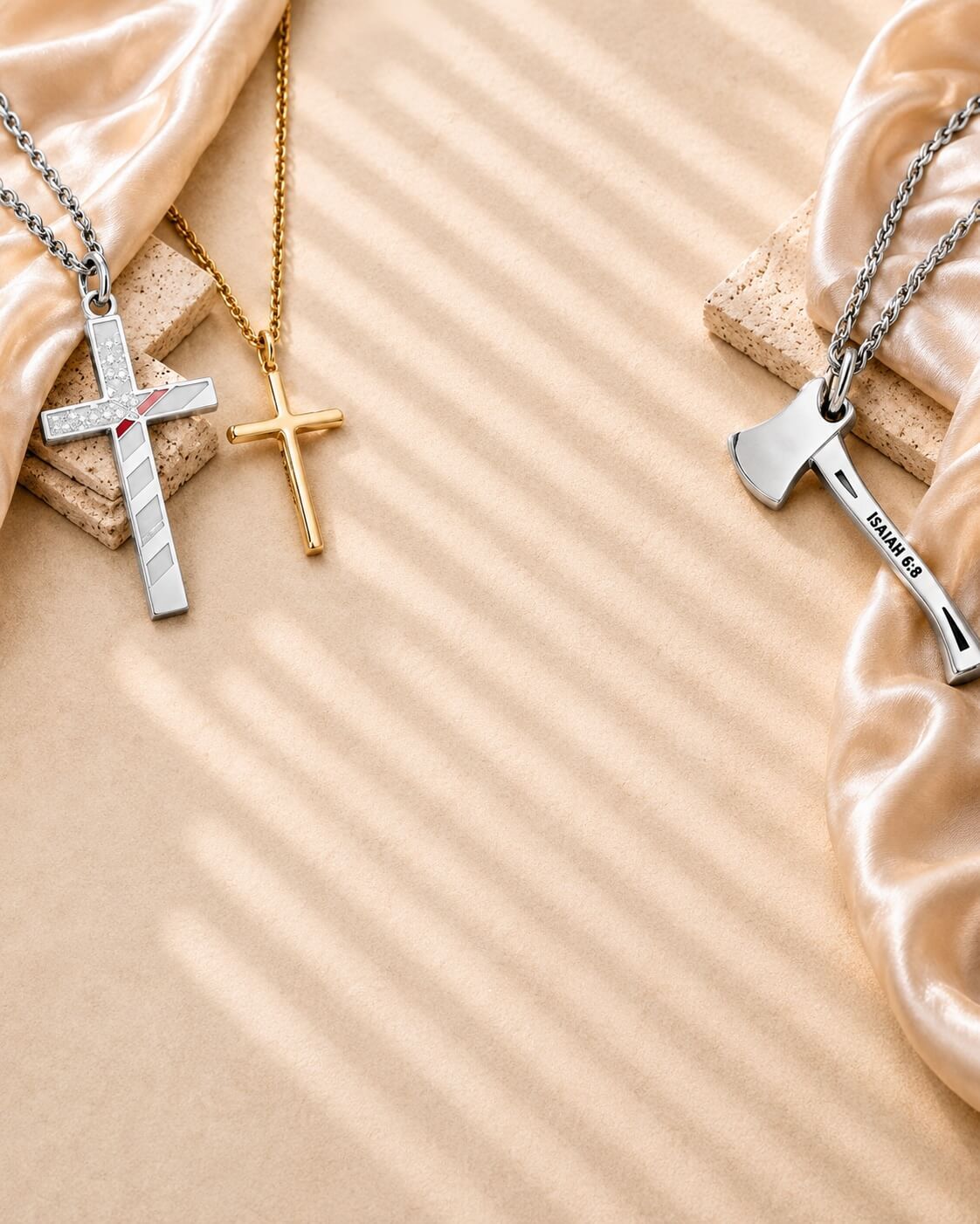 Isaiah 6:8 Here am I send me Christian Maltese firefighter cross necklace - Faith jewelry for first responders