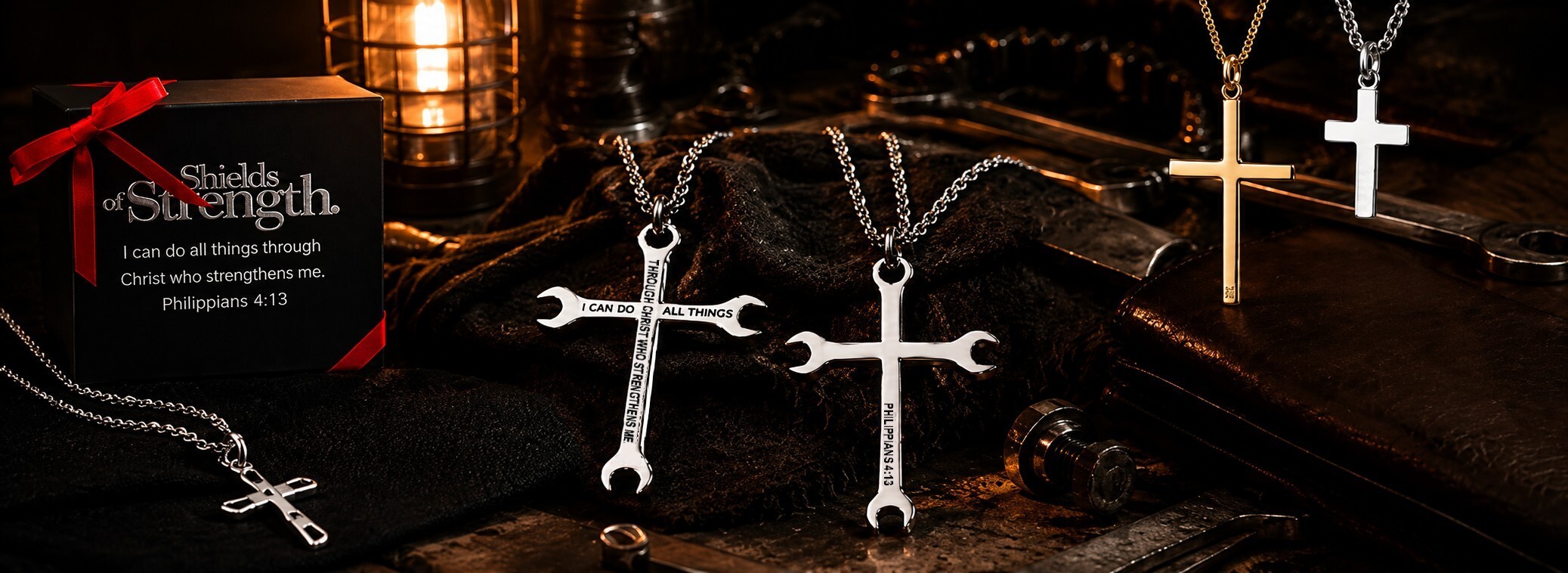 Memorial Day Christian Jewelry Sale - American flag with patriotic dog tags and scripture cross necklace - 20% off