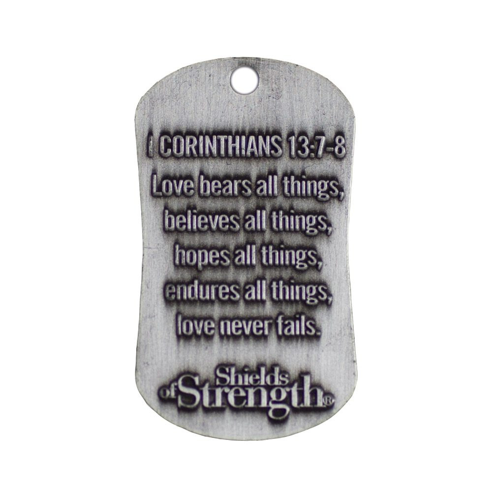 Army Wife Antique Finish Dog Tag Necklace 1 Corinthians 137 8