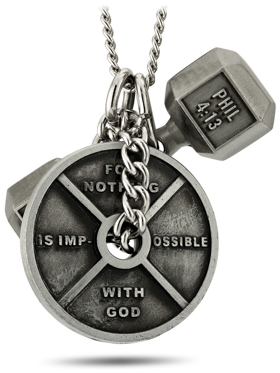 Shields of Strength Phil 4:13 Stack Plate Dumbbell Key Chain