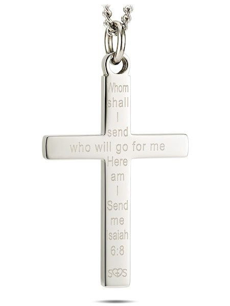 Women's Thin Red Line Flag Cross Necklace - Isaiah 6:8