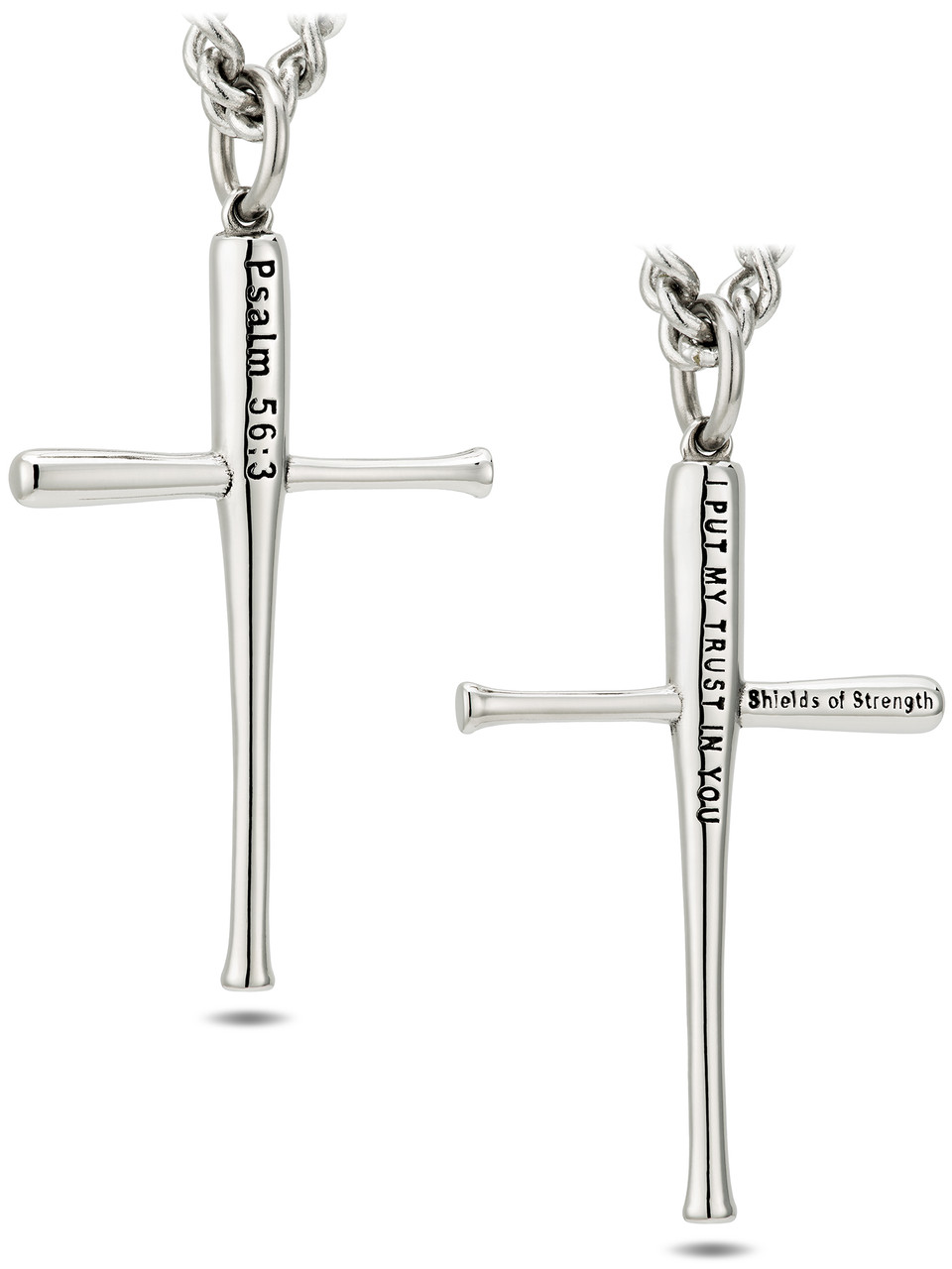 Large Baseball Cross Necklace – Argent Sports