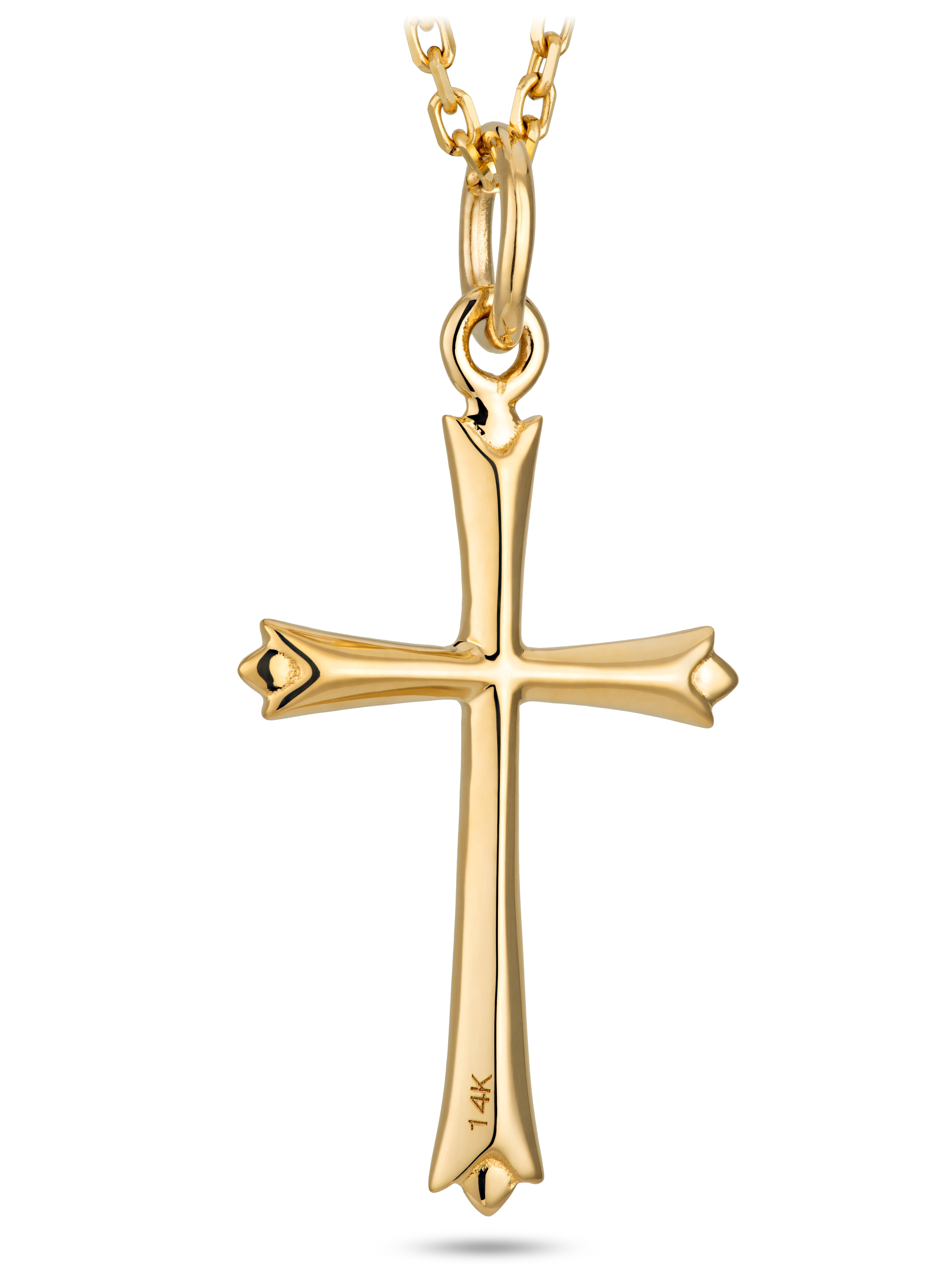 Woman's 14K Yellow Gold Mini Thin Cross Necklace- John 19:30