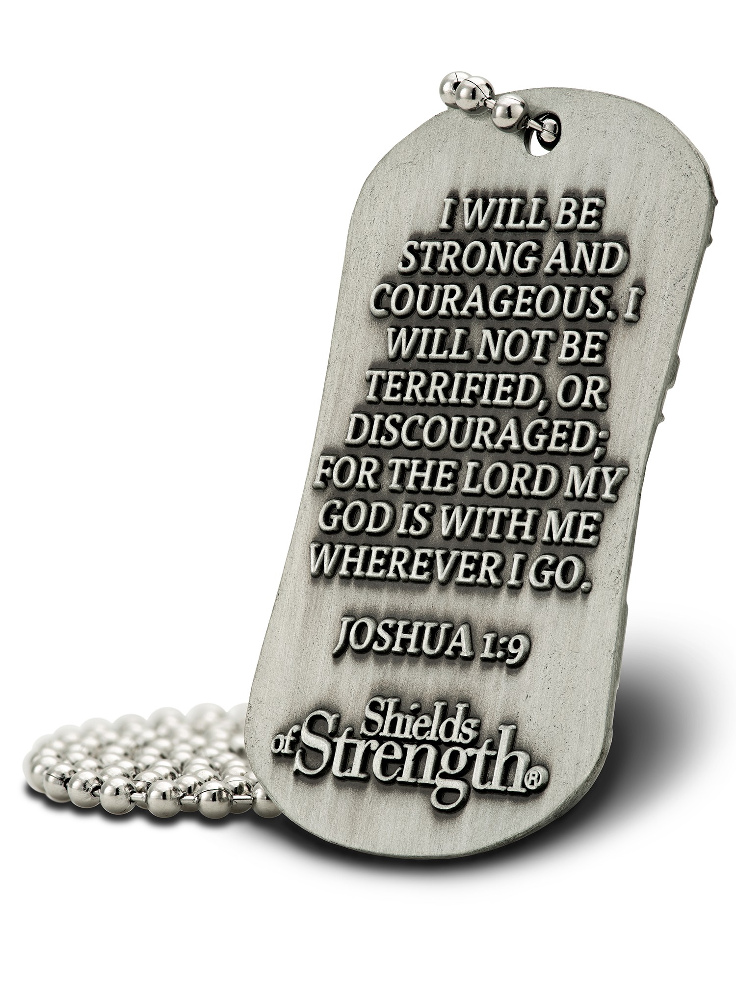 Firefighter Antique Finish Dog Tag Necklace-Joshua 1:9