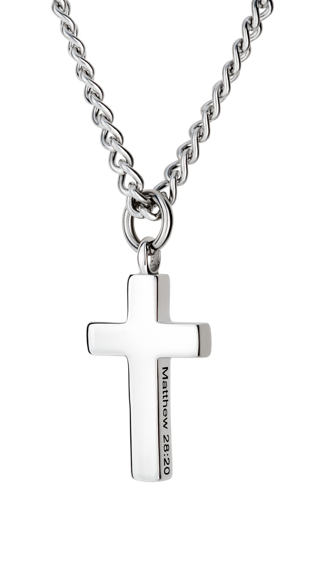 Men's Stainless Steel Always Cross Necklace-Matthew 28:20