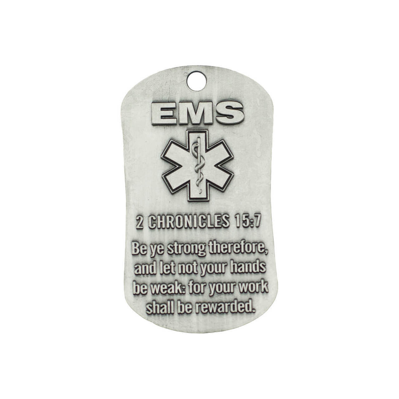 EMS Antique Finish Dog Tag Necklace-II Chronicles 15:7/Phil 4:13