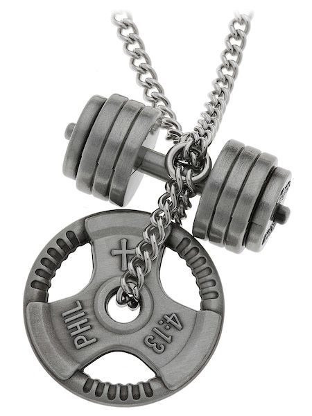 Men's Antique Finish Combo Necklace-Phil 4:13 Stack Plate/Phil 4:13 Grip Plate
