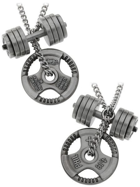 Herren Antik Finish Kombi Halskette - Phil 4:13 Stapelplatte / Phil 4:13 Griffplatte - Bild 7 von 8