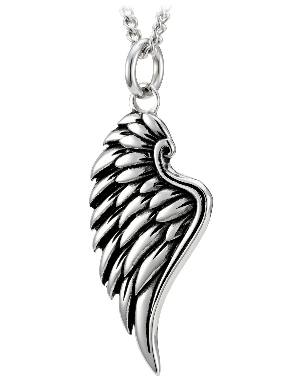 Stainless Steel Angel Wing Necklace-Psalm 34:7