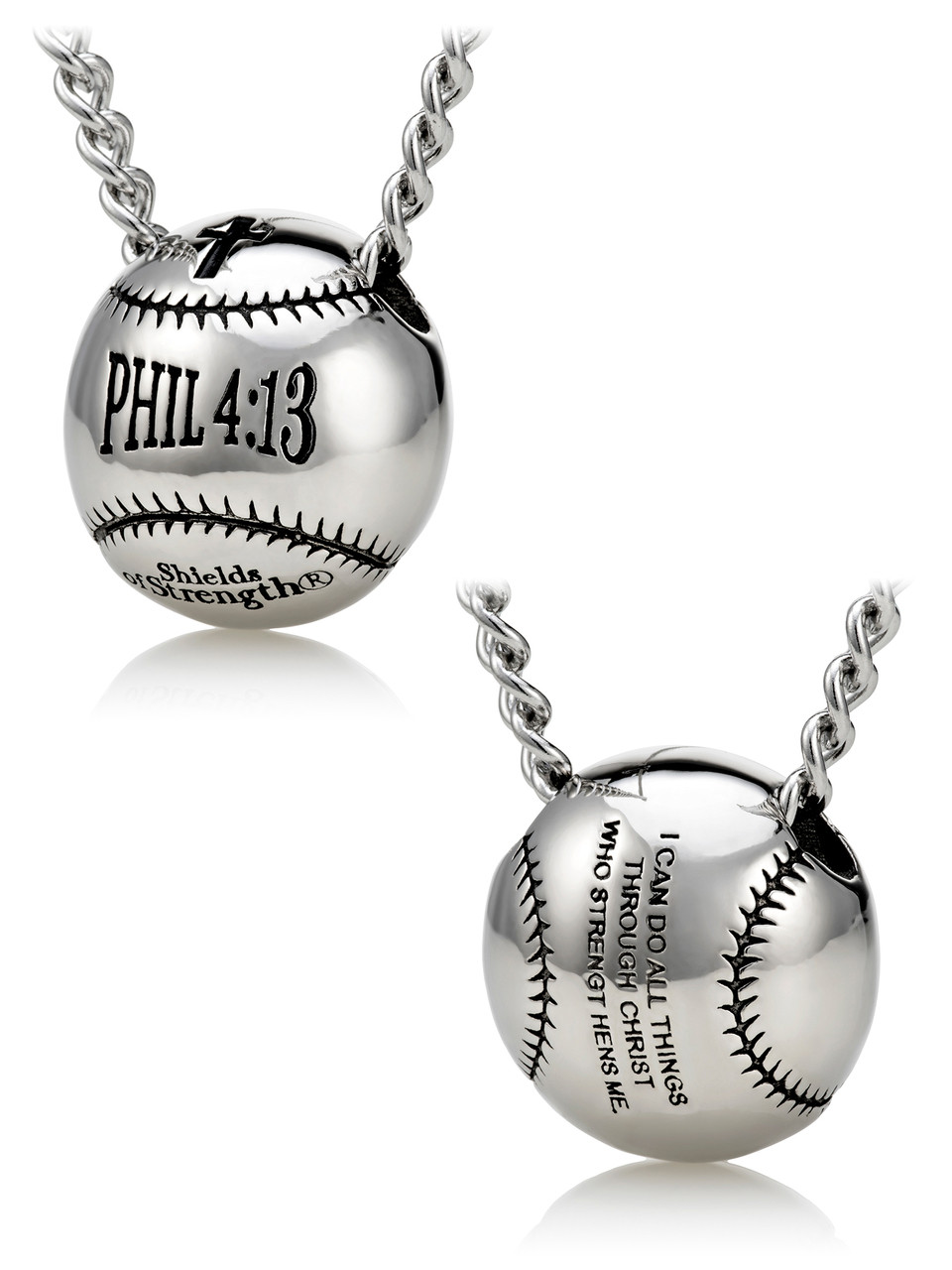 Men's Christian Baseball Phil 4:13 Necklace