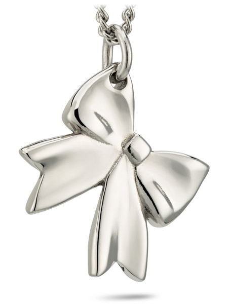 TATIANA☆[Silver925] One Side Heart Bow Necklace Silver Bow Necklace | Jewels By Jules