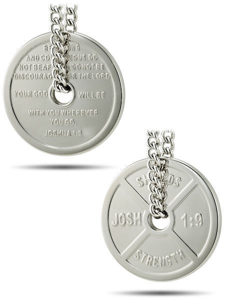 Men's Weight Plate Necklace-Joshua 1:9