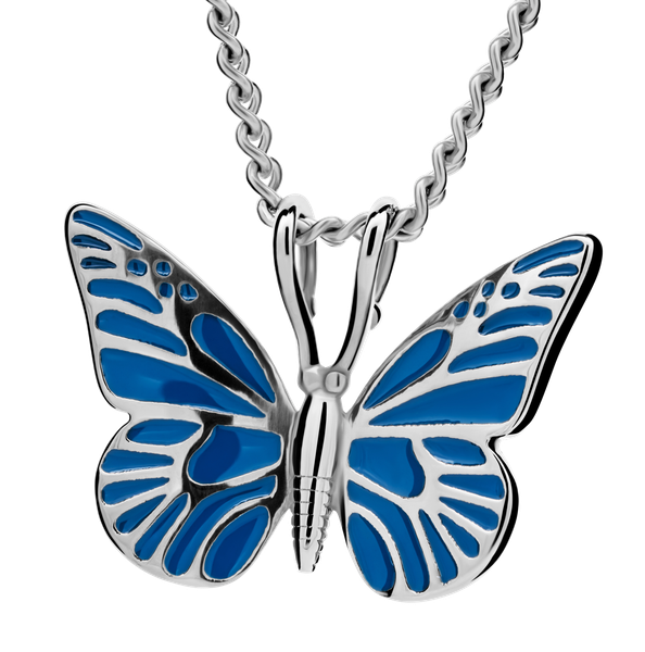 Blue Butterfly Cross Faith Pendant Necklace | Silvery Alloy Jewelry For Women Men