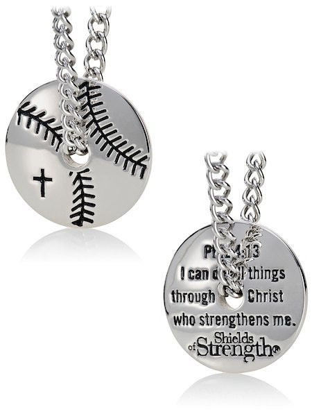 HattiDoris Baseball Cross Necklace for Boys Stainless Steel Chain 22+2 inch  Bible Verse PHILIPPIANS 4:13 I CAN DO ALL THINGS Baseball Cross Pendant