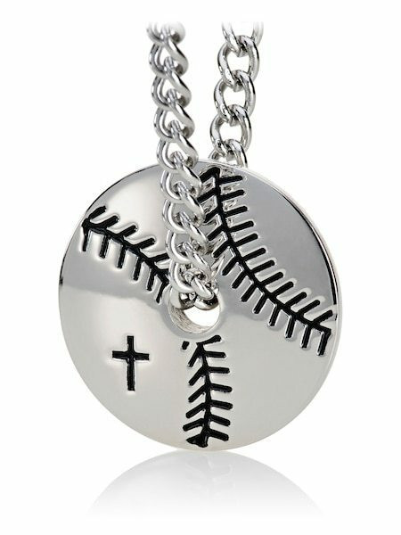 Steel Softball Pendant Necklace for Women | Phil 4:13