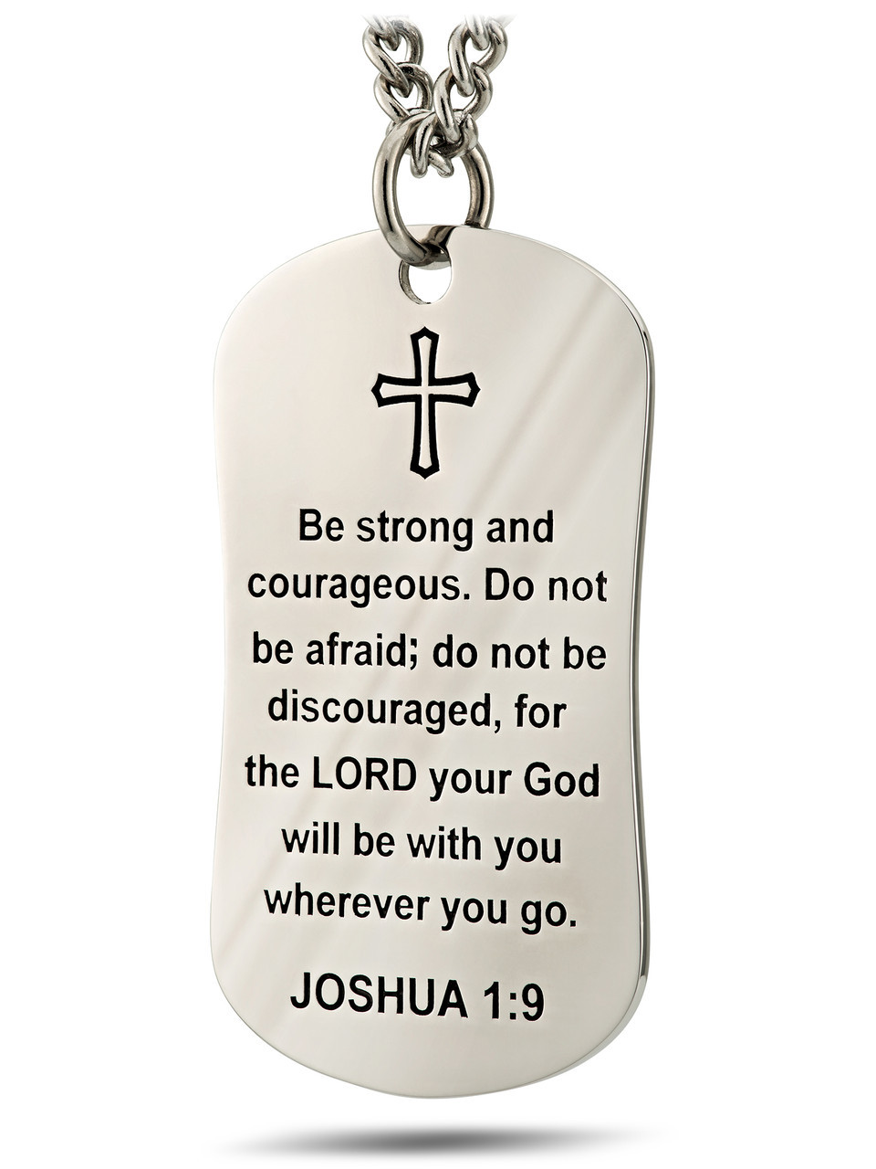 Men's Stainless Steel Psalm/Joshua Dog Tag Necklace