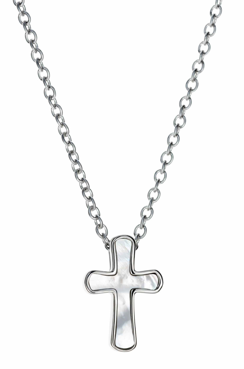 Mother of Pearl Cross Necklace | 1 Cor 13:8