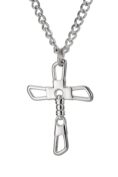 Shields of Strength Men's Fish Hook Cross Necklace-Matthew 4:19