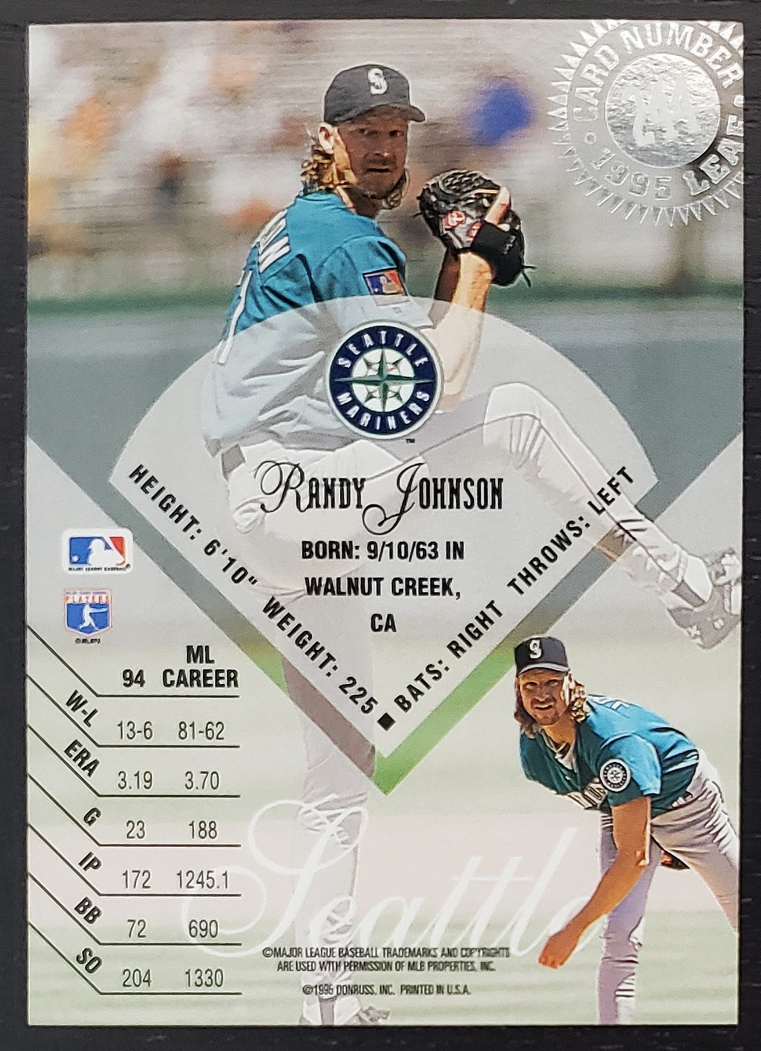 Randy Johnson- Seattle Mariners - 1995 Leaf - Card #244 - Dragon Sports