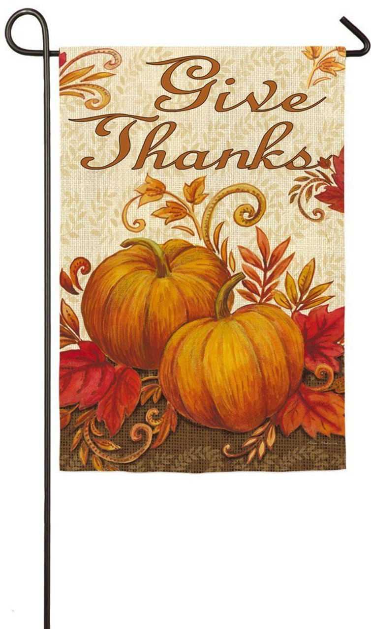 Thanksgiving Give Thanks Pumpkins 12 5 X 18 Two Sided Suede