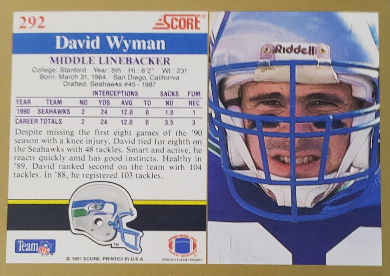 David Wyman Seattle Seahawks 1991 Score Card 292 Dragon Sports
